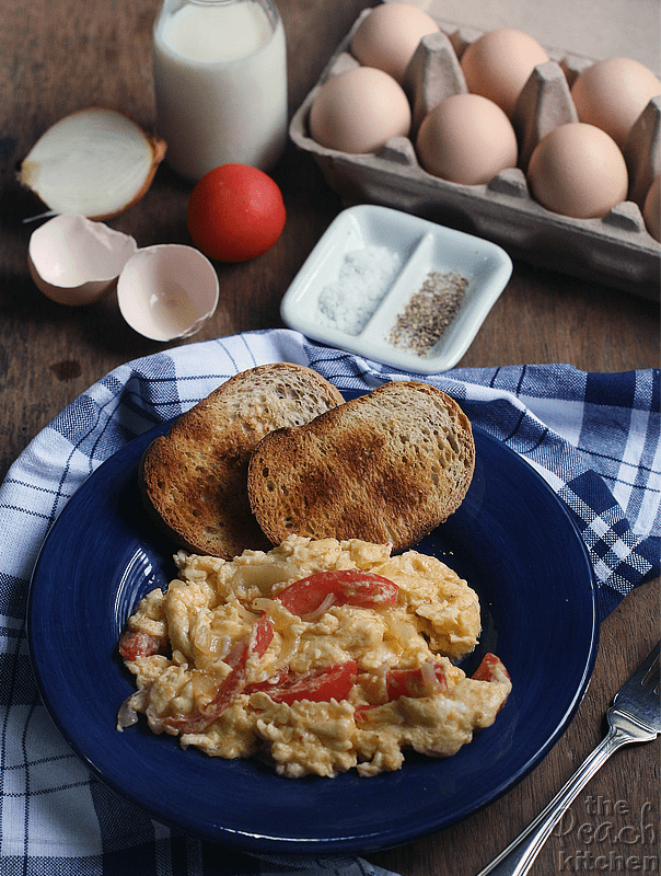 Onion and Tomato Scrambled Eggs Made with Healthy Options All-Natural ...